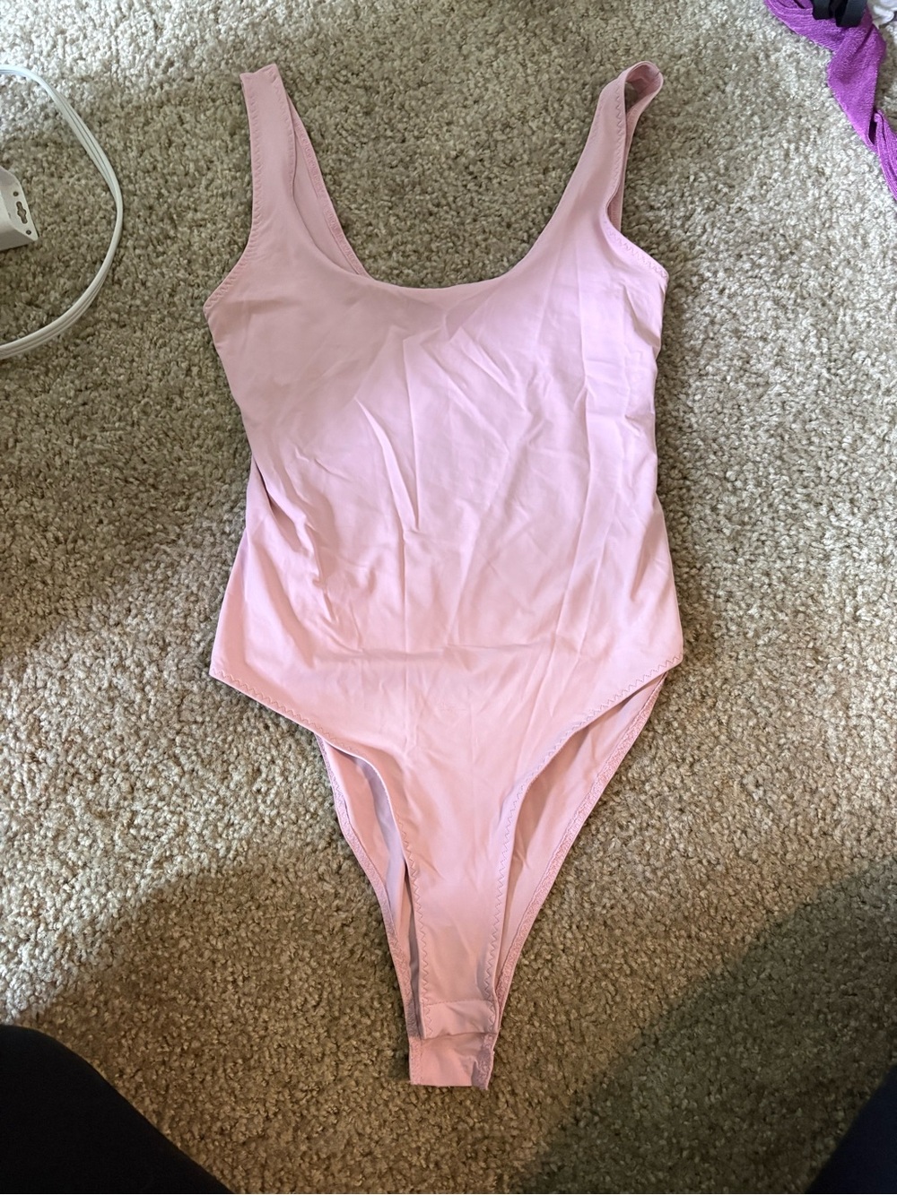 Zara Light Pink Scoop Neck Tank Bodysuit
